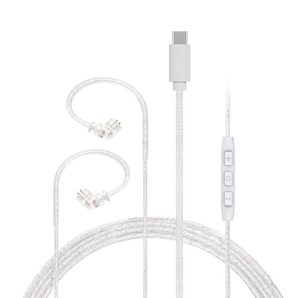 JCALLY PJ3 5N OFC Silver-plated Earphone Cable Built-in DAC Chip with Mic Type C Straight Plug Line